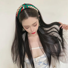 MOMISY Knotted Hairband Headband Cross Hair Band Accessories for Women and Girls (KhakiGreen)