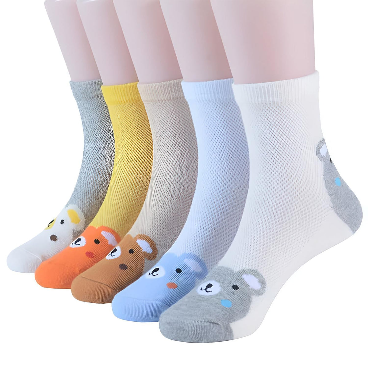 MOMISY 5 Pairs Baby Girl Boys Tube Socks Toddlers Infant Solid Color Boat Spring and Autumn Socks Stretch Baby Sock - Multicolor (IN, Age, 3 Years, 5 Years, Bear)
