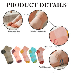 MOMISY Unisex Cotton Blend Ankle Crew Socks, Mid Tube for Men & Women, Pack of 5, Multicolour, Free Size (Crew A)