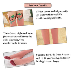 MOMISY 1 Pair of Baby Spring Winter And Autumn Combed Cotton Long Tube Knee-High Socks Suitable Age of 3 to 12 Years (IN, Age, 3 Years, 12 Years, PeachLion)