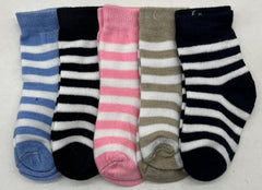 MOMISY 5 Pairs Baby Kids Girl Boys Tube Socks Toddlers Comfortable Ankel Length gifts (Striped, 1 to 3 year)