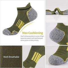 MOMISY Men's Premium Cotton Cushion Ankle length Socks, (Multicolor) Pack of 5 (Free Size) (10 Stripe)
