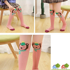 MOMISY 1 Pair of Baby Spring Winter And Autumn Combed Cotton Long Tube Knee-High Socks Suitable Age of 3 to 12 Years (IN, Age, 3 Years, 12 Years, PeachLion)