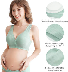 MOMISY Women's Maternity Nursing Bra Wire Free Cotton Front Button Closure Breastfeeding Pregnancy- Deep Fuschia Size: 34