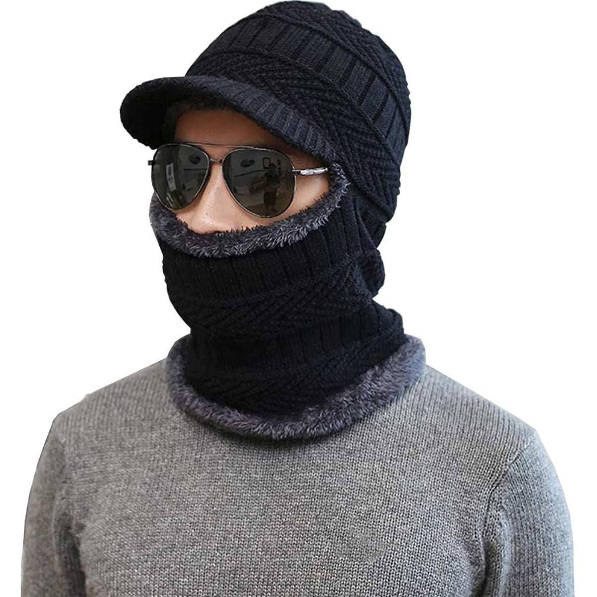 MOMISY Windproof Multi Functional Monkey Cap Winter Face Mask, Balaclavas, Neck Warmer, Cap and Bandana (Black)