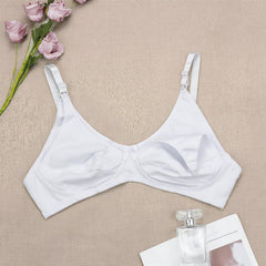 MOMISY Maternity Nursing Bra for Women | Non-Padded Cotton Blend | Wire-Free V-Neck Feeding Bra (Size 38 White)
