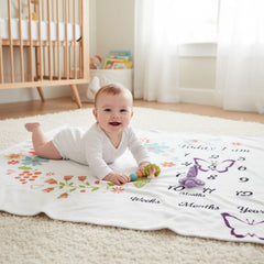 MOMISY Baby Milestone Blanket and Props for Baby's |1 to 12 Months Prop |Baby Bedding |Ac Room Blanket for Summer|Newborn| Infants Winter Blanket(FlowerLeaves)