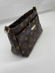 MOMISY Sling Bag with Long Strap for Women Shoulder Zipper Closure Purse Young Ladies (Brown Flower)