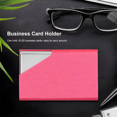 MOMISY PU Leather Professional Business Visiting Card Case Wallet Debit Credit ATM Card Holders for Men & Women (6.5 x 1.25 x 9.5 cm) (Pink)
