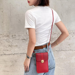 MOMISY Women Cellphone Sling Bag Mobile Card Holder Wallet Purse Clutch Handbag Crossbody Shoulder Bag for Girls (Red)