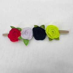 MOMISY Headbands Rose Soft Synthetic Hair bands for Girls, kids, Infants and Toddlers (RedwhitblkParot-St2)