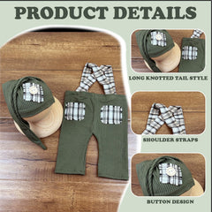 MOMISY Newborn Baby Photography Prop Outfits Solid Suspender with Cap Photo Shoot Costume for 0-6 Months (Green, 0-6 Month)