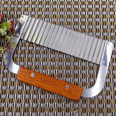 MOMISY Crinkle Cutting Tool French Fry Slicer Stainless Steel Blade Wooden Handle Vegetable Salad Chopping Knife