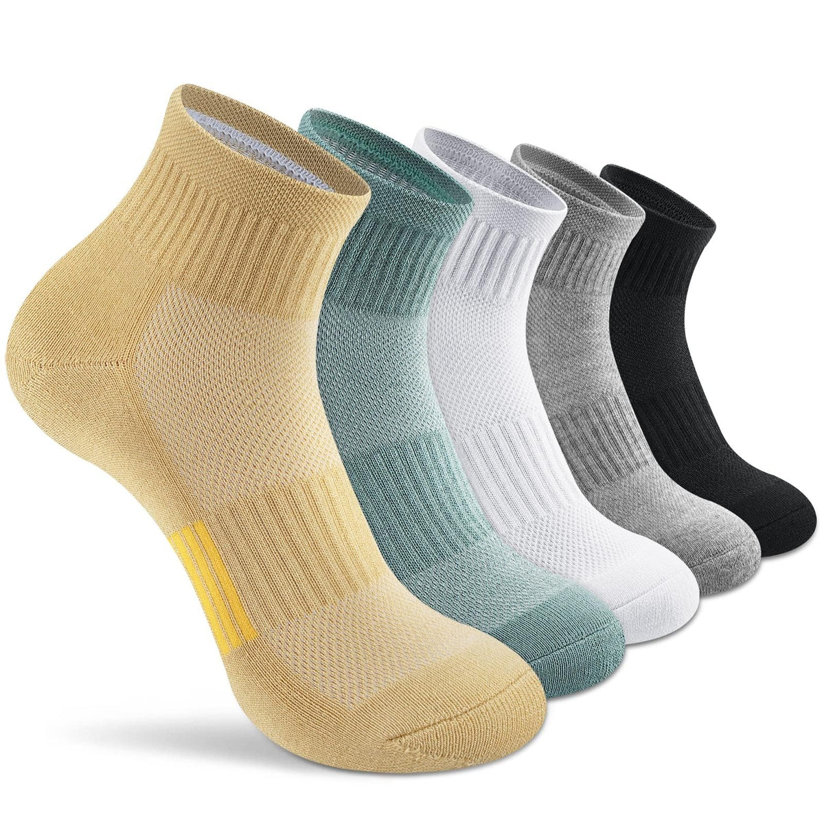 MOMISY Unisex Cotton Blend Ankle Crew Socks, Mid Tube for Men & Women, Pack of 5, Multicolour, Free Size (Crew B)