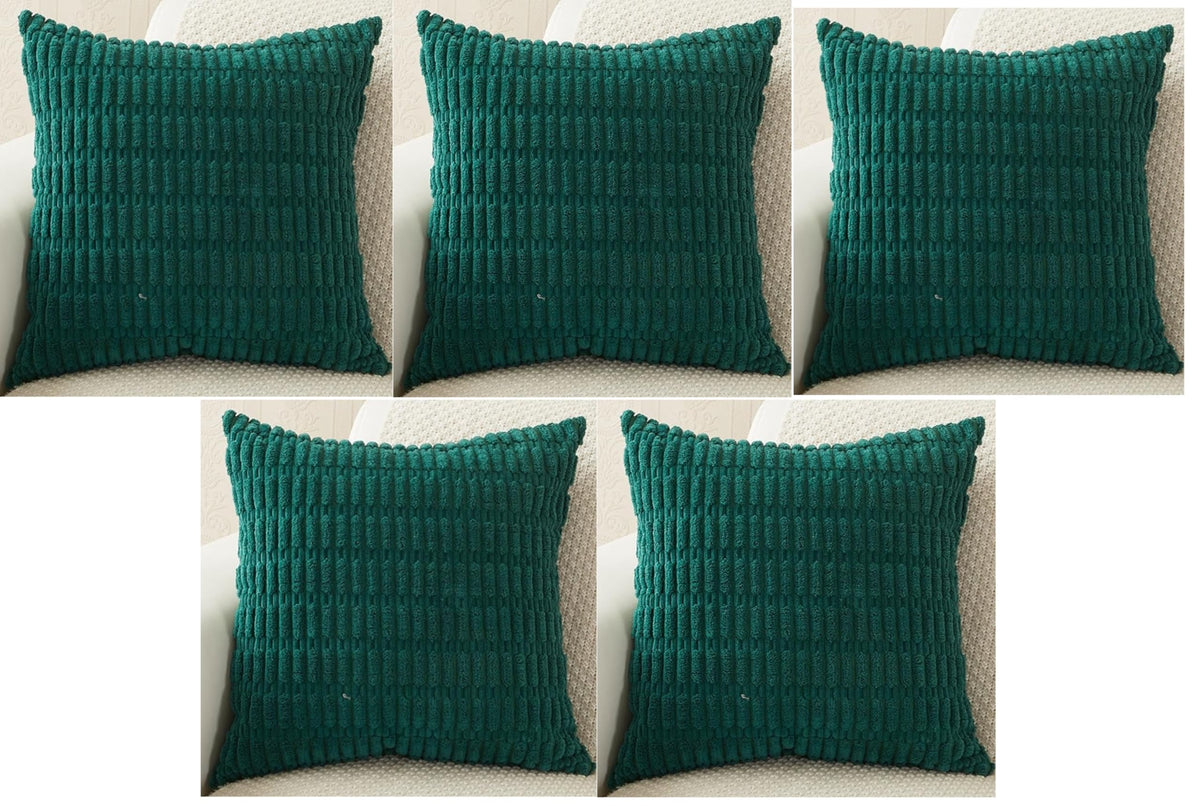 MOMISY Corduroy Cushion Throw Pillow Covers Pink 45 x 45cm, 18x18 inch (Green, 2)