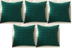 MOMISY Corduroy Cushion Throw Pillow Covers Pink 45 x 45cm, 18x18 inch (Green, 5)