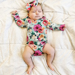 MOMISY Floral Romper with Hairband Photoshoot Photography Props Costume (Blue Flower)