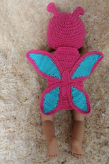 MOMISY Newborn Photography Props Baby Girl Boy Photo Props for Infant Hand Crocheted Butterfly Outfit-Pink Blue