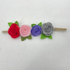 MOMISY Headbands Rose Soft Synthetic Hair bands for Girls, kids, Infants and Toddlers (RdPnkPplGre-St5)