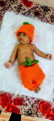 MOMISY Baby Photography Props, Includes Pant & Cap for Kids Parties Anniversaries Photography-Set of 2 Pieces-OrangeGreen- (0-3 Months)