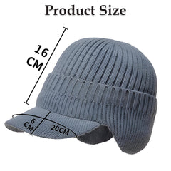 MOMISY Unisex Acrylic Woolen Beanie Helmet Skull Brim Cap for Men and Women-Free Size (Grey)