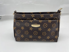MOMISY Sling Bag with Long Strap for Women Shoulder Zipper Closure Purse Young Ladies (Brown Flower)