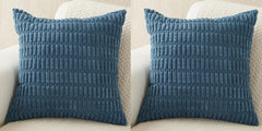 MOMISY Corduroy Cushion Throw Pillow Covers Pink 45 x 45cm, 18x18 inch (Blue, 5)