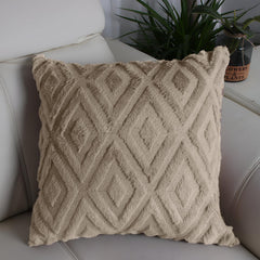 MOMISY Corduroy Cushion Throw Pillow Covers, Diamond, 45 x 45 cm, 18 x 18 inch (5, Khaki5)