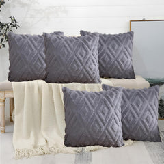 MOMISY Corduroy Cushion Throw Pillow Covers, Diamond, 45 x 45 cm, 18 x 18 inch (5, Grey5)